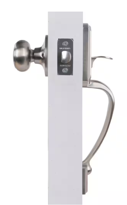 Castle Satin Nickel Entrance Door Handleset with Hartford Interior Knob